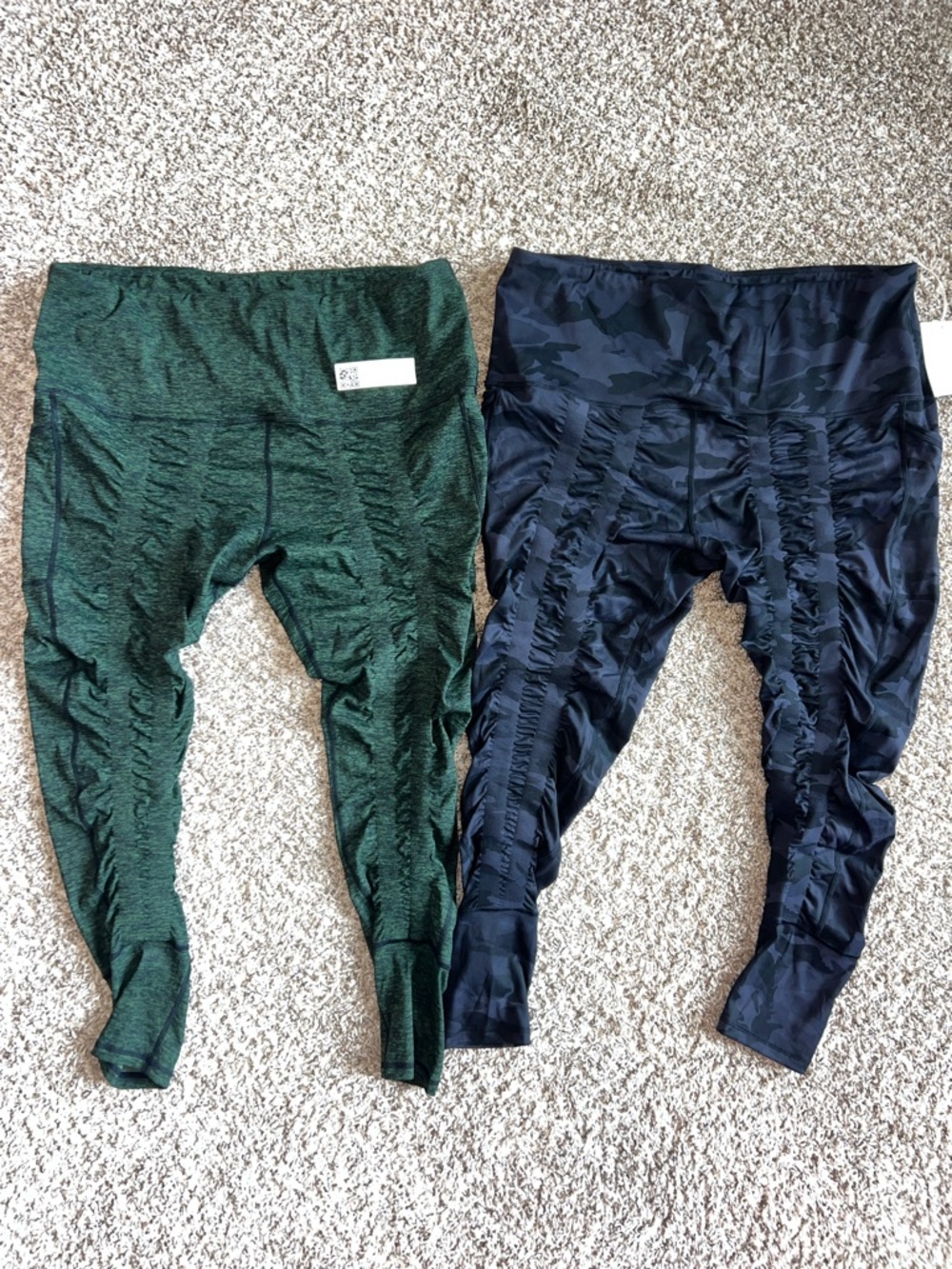 NWT! Sweetflexx Hi Rise Resistance Band Leggings Black Camo & Forest Green Sz 20